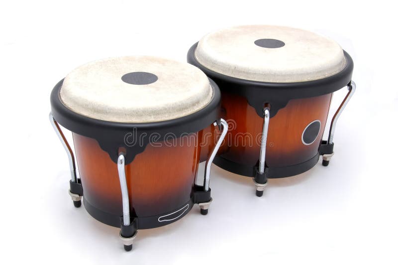 Bongo Drums and Maracas Isolated on White Stock Image Image of