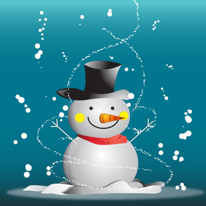 Frosty the snowman with scarf in the snow. Frosty the snowman with scarf in the snow