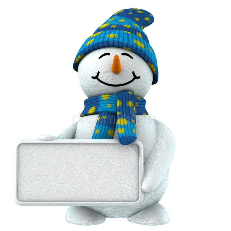 bonhomme de neige 3d avec le signe illustration libre de droits bonhomme de neige 3d avec le signe illustration libre de droits