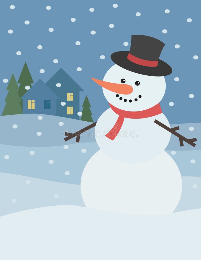Bonhomme de neige avec l'horizontal de l'hiver illustration libre de droits Bonhomme de neige avec l'horizontal de l'hiver illustration libre de droits
