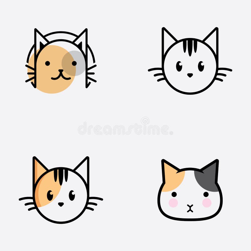 Cabeça de gato bonito logotipo dos desenhos animados cabeça de gato Bom  para produtos relacionados ao cuidado do gato V3