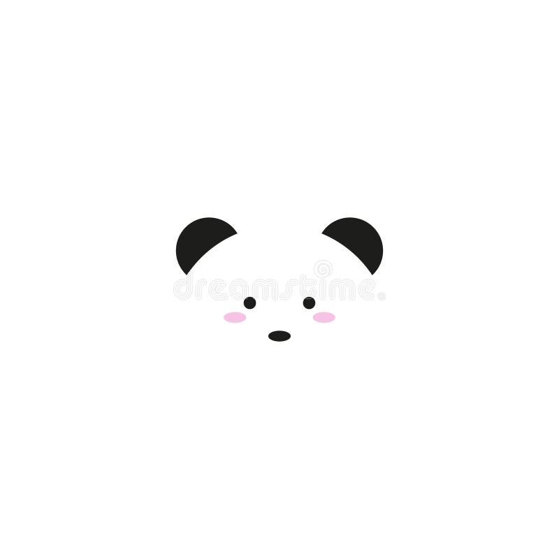 Logotipo do ícone do vetor de desenho de rosto de panda bonito isolado em  branco