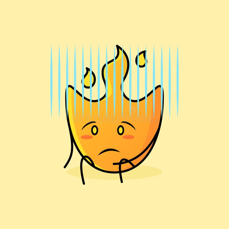 Ilustração de desenho animado de fogo com expressão de raiva