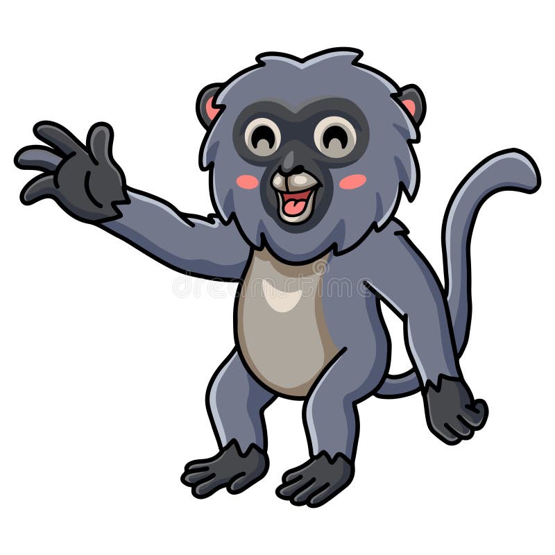 Desenho De Macaco Gibão De Mão Branca Bonito Sentado PNG , Animal