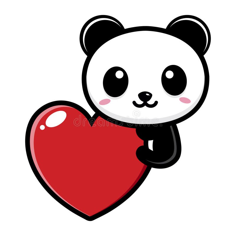 Desenho Animado Bonito Panda Segurando Panda De Desenho Animado