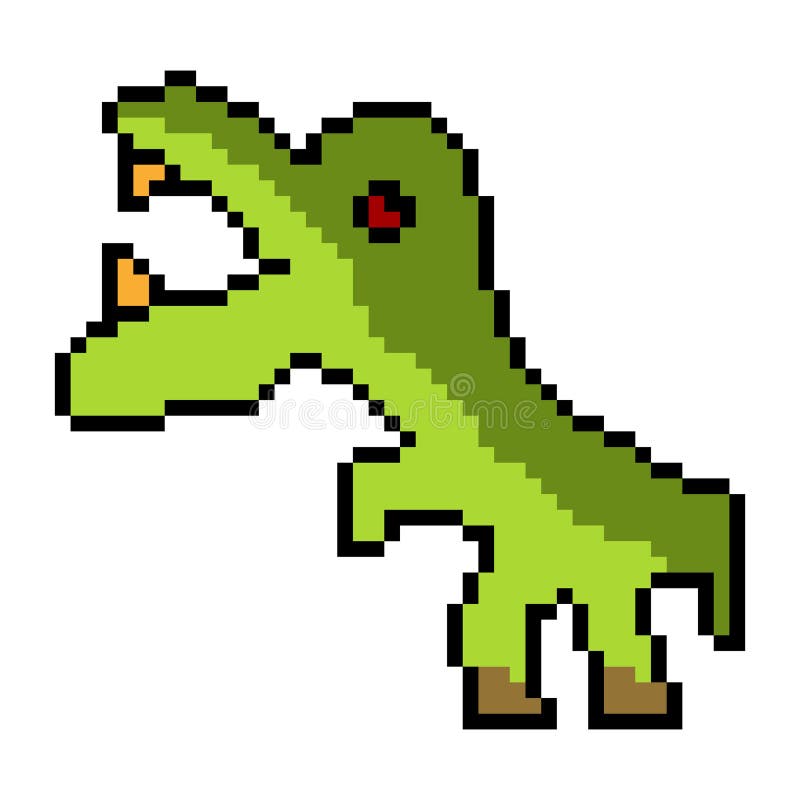 Arte de pixel de dinossauro. Tiranossauro pixelizado. Dino jogos retro. 8.  imagem vetorial de MaryValery© 146074705