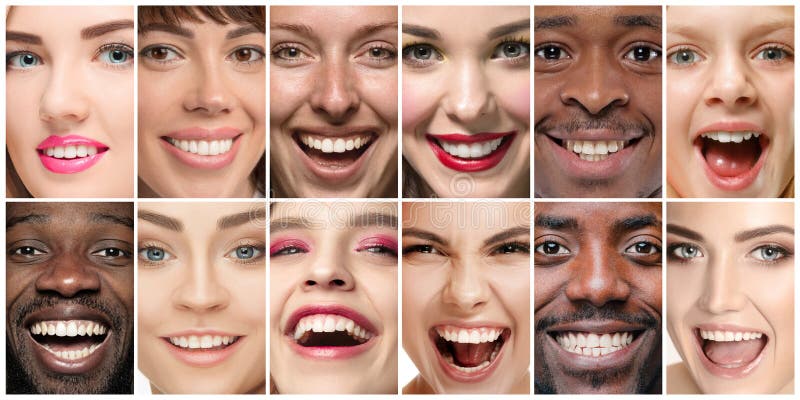 Bonitos retratos estreitos, conceito de tratamento de dentes foto de stock Bonitos retratos estreitos, conceito de tratamento de dentes foto de stock