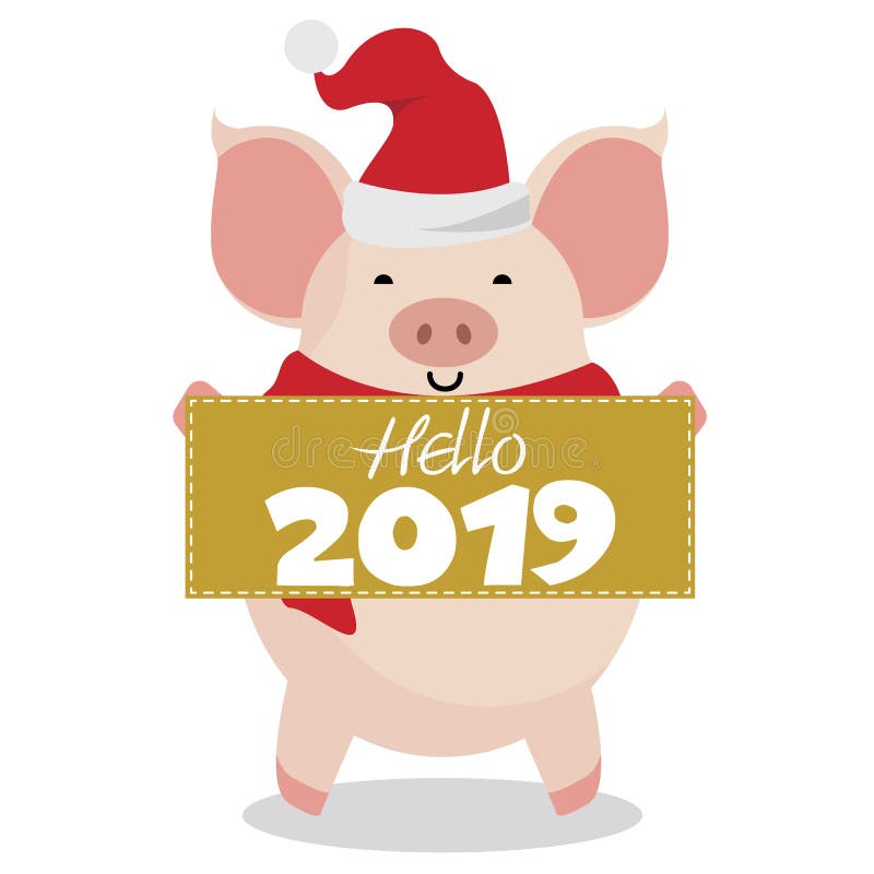 Bonjour carte porcine mignonne de 2019 bonnes années illustration de vecteur Bonjour carte porcine mignonne de 2019 bonnes années illustration de vecteur
