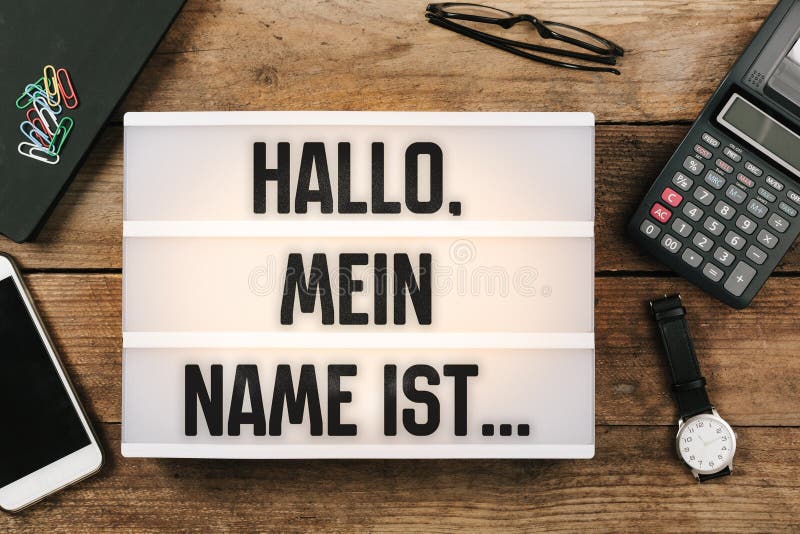 Bonjour, IST de nom de mein , Le texte allemand pour bonjour, mon nom est images stock Bonjour, IST de nom de mein , Le texte allemand pour bonjour, mon nom est images stock