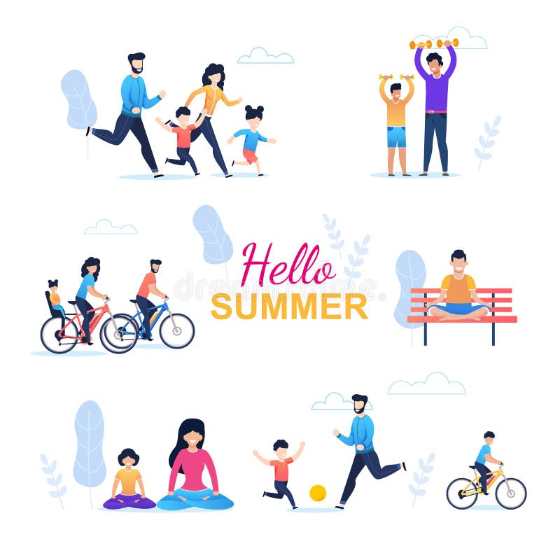 Bonjour modèle sans couture d'été avec la famille heureuse illustration stock Bonjour modèle sans couture d'été avec la famille heureuse illustration stock