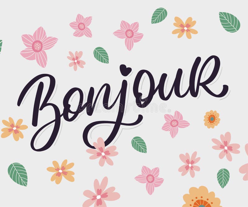 Bonjour Paris Phrase Vector Lettering Calligraphy Brush Chalkboard ...