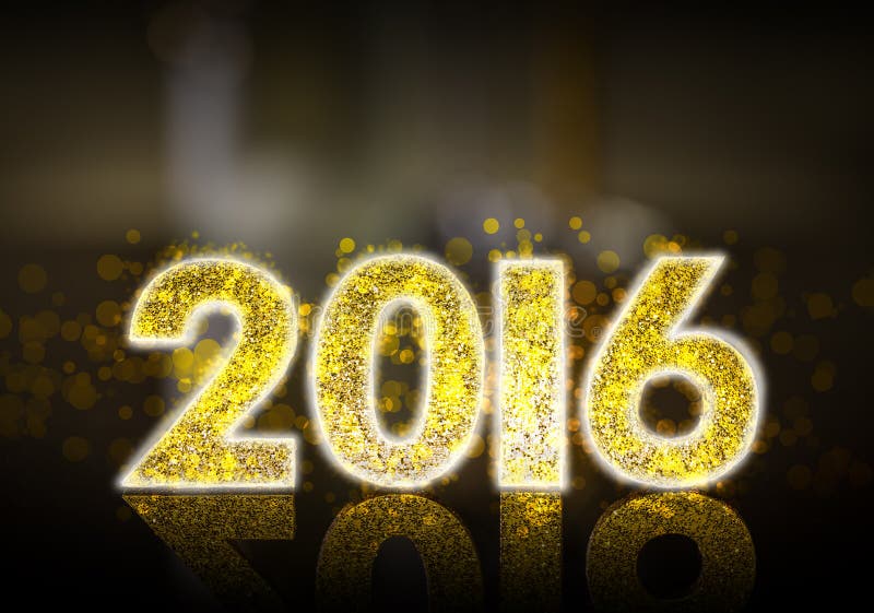 Happy New Year 2016, golden sparkling figure. Happy New Year 2016, golden sparkling figure