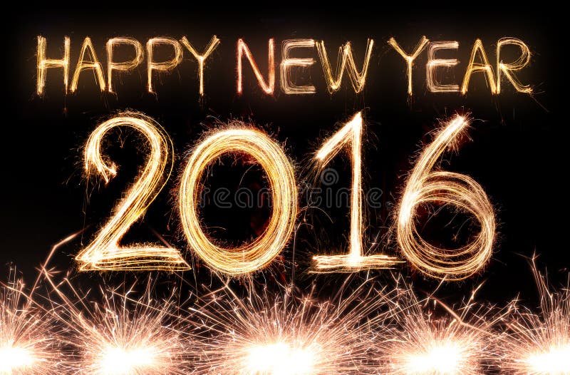 Happy new year 2016 written with Sparkle firework. Happy new year 2016 written with Sparkle firework