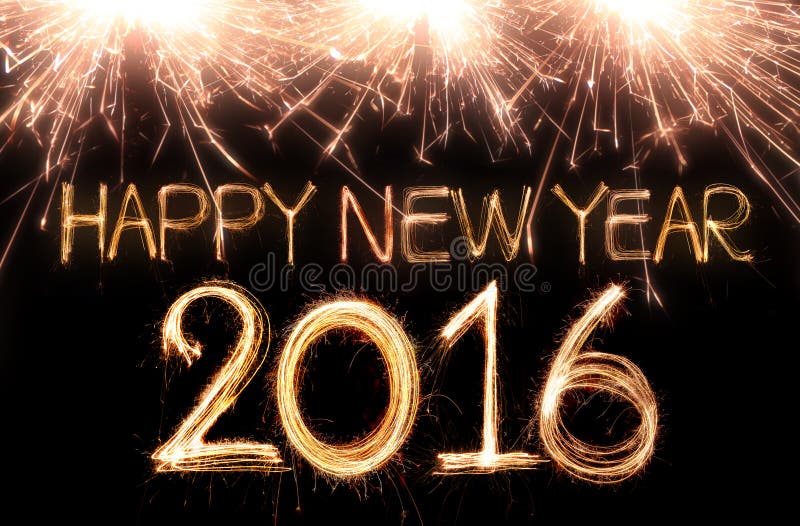 Happy new year 2016 written with Sparkle firework. Happy new year 2016 written with Sparkle firework