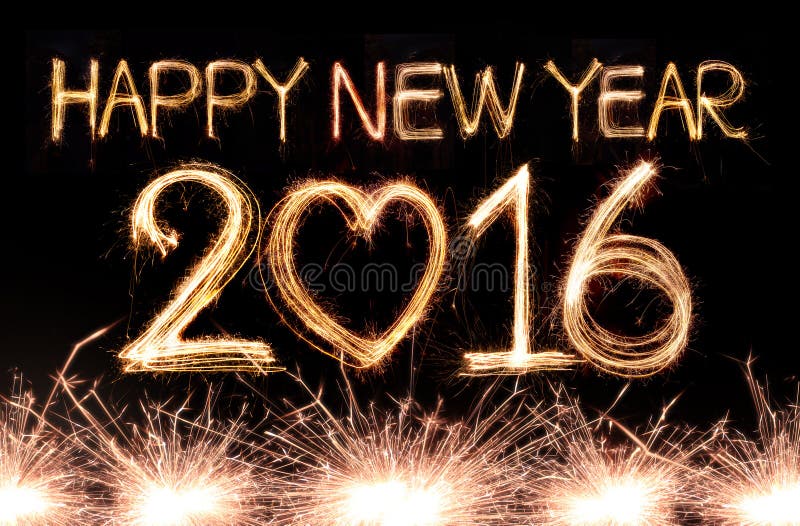 Happy new year 2016 written with Sparkle firework. Happy new year 2016 written with Sparkle firework
