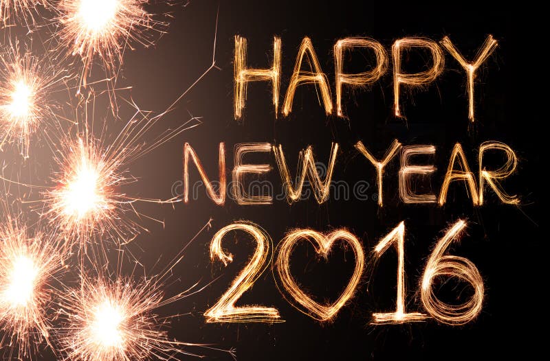 Happy new year 2016 written with Sparkle firework. Happy new year 2016 written with Sparkle firework