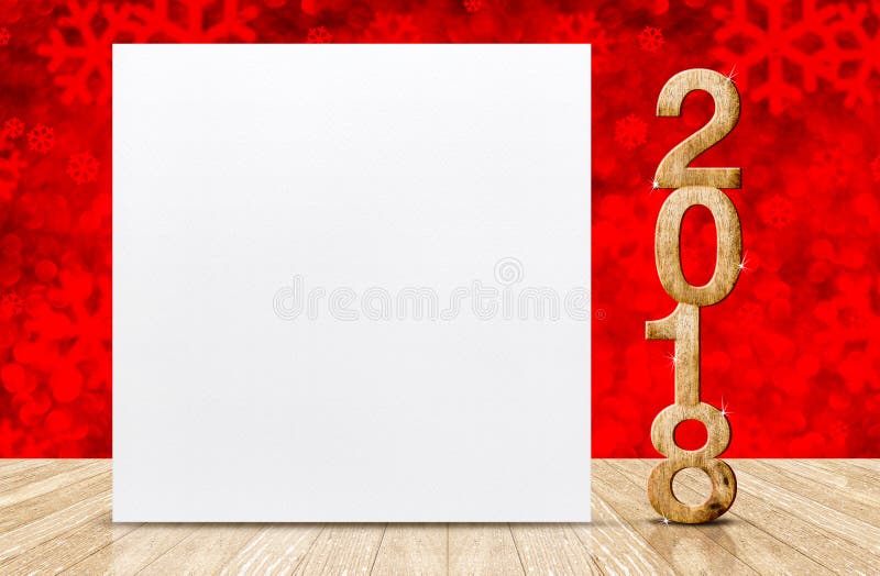 Bonne année 2018 avec la carte de voeux blanche vierge dans le perspectiv image libre de droits Bonne année 2018 avec la carte de voeux blanche vierge dans le perspectiv image libre de droits