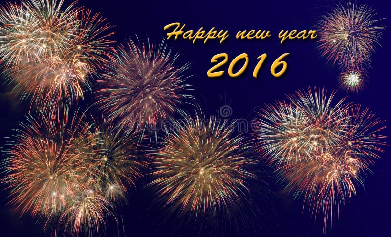 Happy new year 2016 with firework at midnight. Happy new year 2016 with firework at midnight