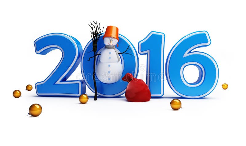 Bonne année 2016 de bonhommes de neige illustration libre de droits Bonne année 2016 de bonhommes de neige illustration libre de droits