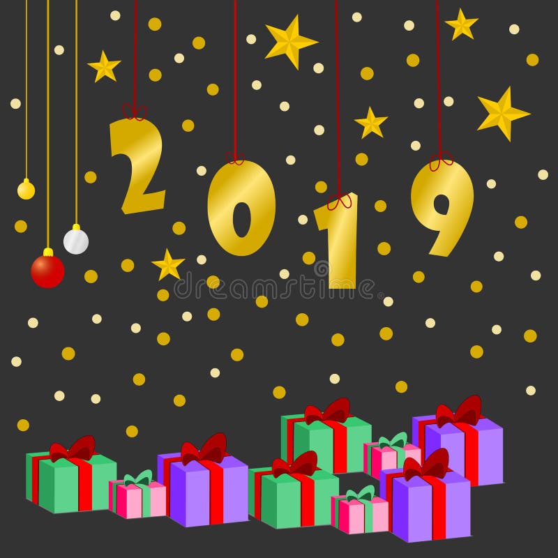 Bonne année 2019 et carte de voeux illustration de vecteur Bonne année 2019 et carte de voeux illustration de vecteur