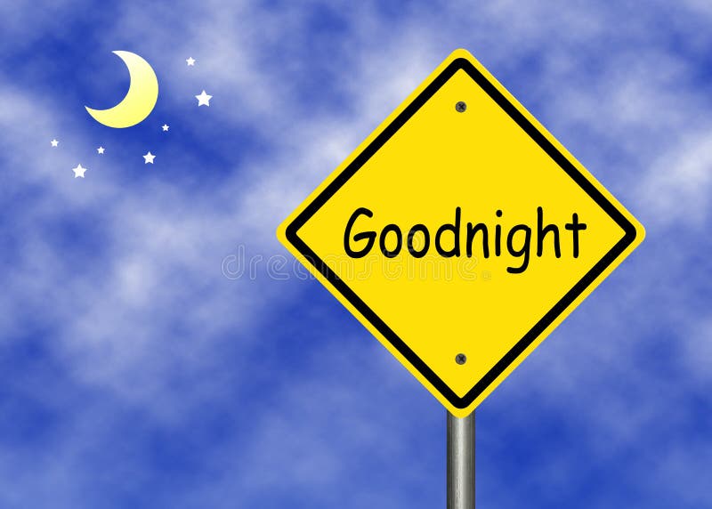 Goodnight text road sign against night background. Goodnight text road sign against night background.