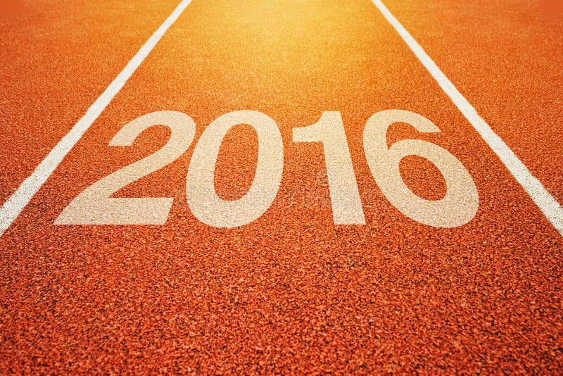 2016 Happy New Year, Athletics Sport Running Track Concept. 2016 Happy New Year, Athletics Sport Running Track Concept