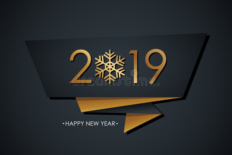 2019 bonnes années célébrer la bannière avec de l'or ont coloré la conception des 2019 textes, le flocon de neige et le fond noir illustration de vecteur 2019 bonnes années célébrer la bannière avec de l'or ont coloré la conception des 2019 textes, le flocon de neige et le fond noir illustration de vecteur