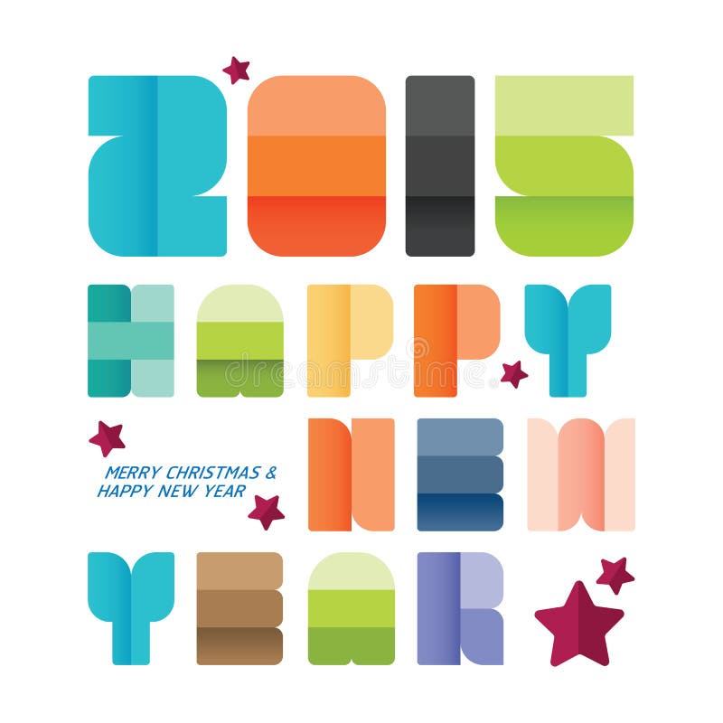 2015 bonnes années Design de carte de salutation polices de papier créatives illustration stock 2015 bonnes années Design de carte de salutation polices de papier créatives illustration stock