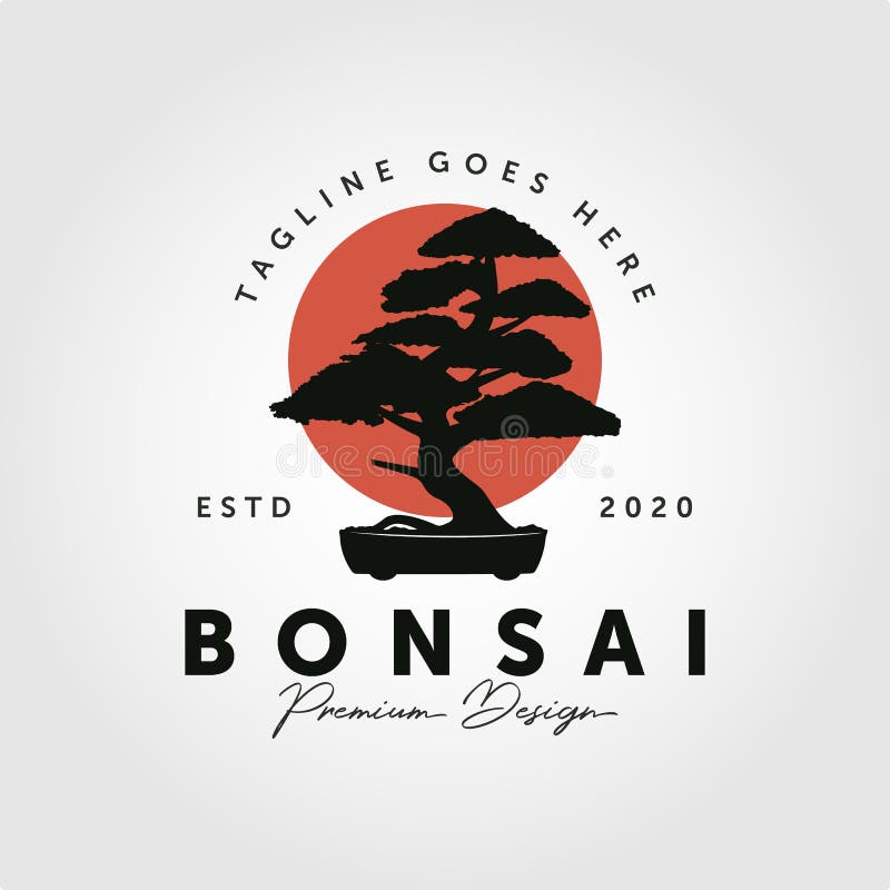 Bonsai Logo Design Silhouette Icon Vector Stock Vector Illustration