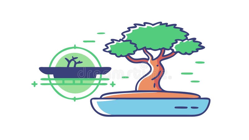 Bonsai Tree Connected to City. Urban Green Network. Sustainable Future, vector design Generative AI vector illustration