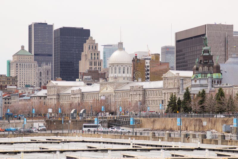 Bonsecours market and downtown Montreal from thhe Old Port of Montreal stock image Bonsecours market and downtown Montreal from thhe Old Port of Montreal stock image