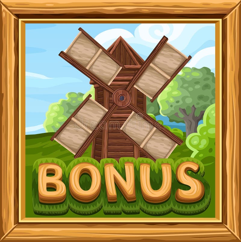 Bonus icon for slots game in farm style stock illustration Bonus icon for slots game in farm style stock illustration