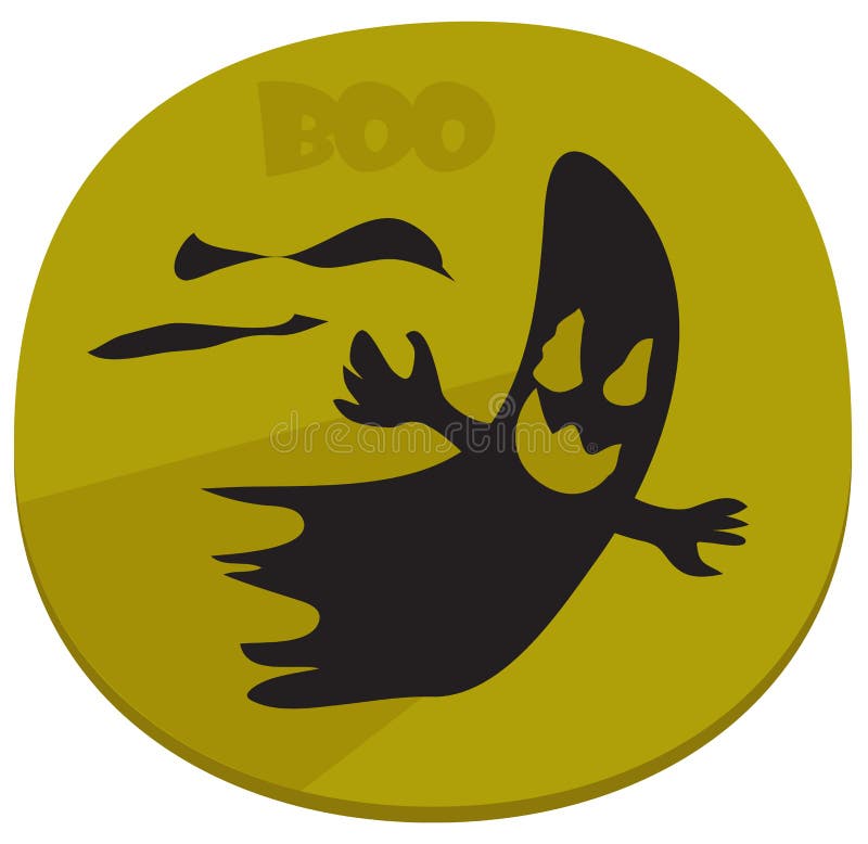Boo! Halloween sticker with spooky ghost stock illustration Boo! Halloween sticker with spooky ghost stock illustration