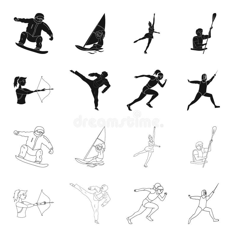 Boogschieten, karate, het lopen, het schermen De olympische pictogrammen van de sport vastgestelde inzameling in zwarte, vector h vector illustratie Boogschieten, karate, het lopen, het schermen De olympische pictogrammen van de sport vastgestelde inzameling in zwarte, vector h vector illustratie