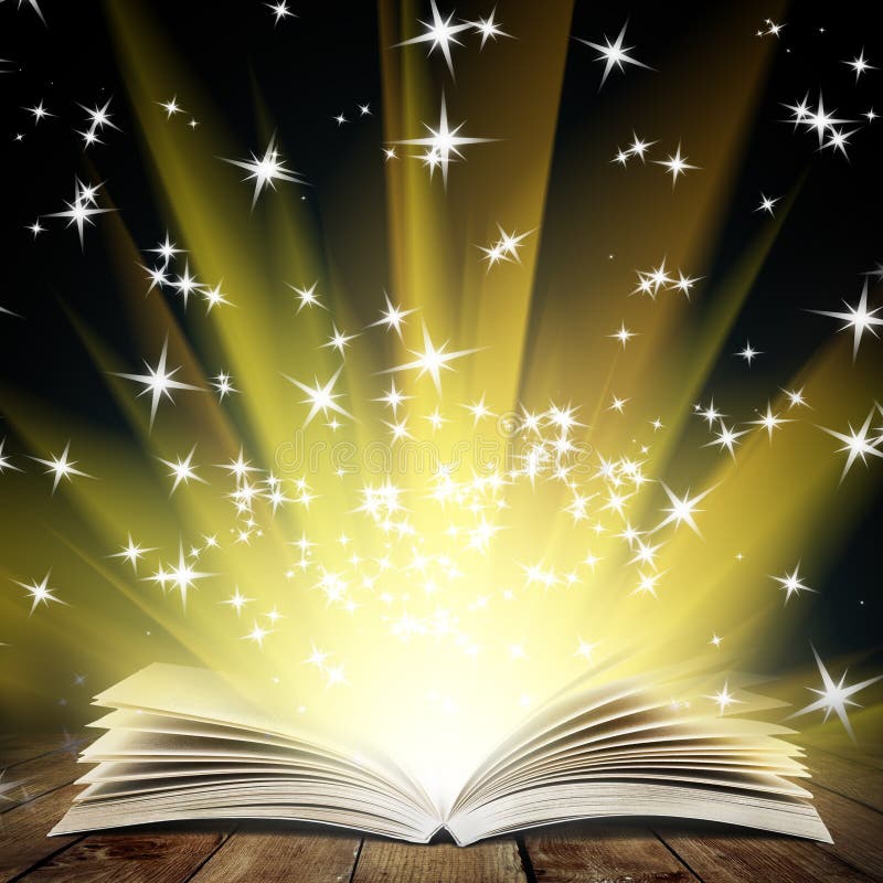 Open Book Emitting Sparkling Light Stock Illustration Illustration of