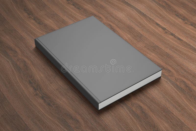 Book with Blank Cover on Wooden Background Stock Illustration