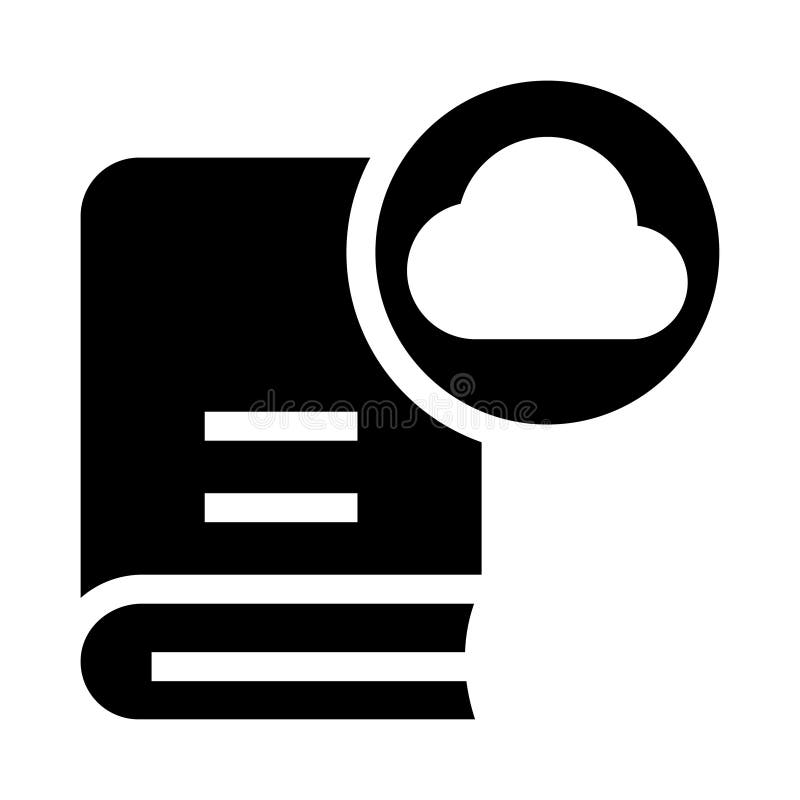 Book cloud glyphs icon stock illustration