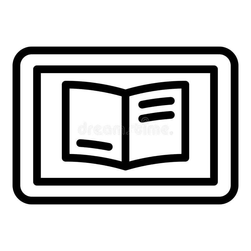 Book in an electronic tablet icon, outline style stock illustration