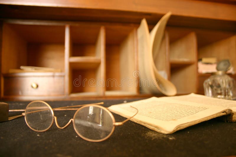 Book and glasses stock photo. Image of details, book, desk 198476