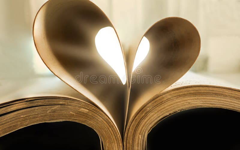 Book with Hart Shape Made of Pages, Vintage Effect Style Picture Stock ...