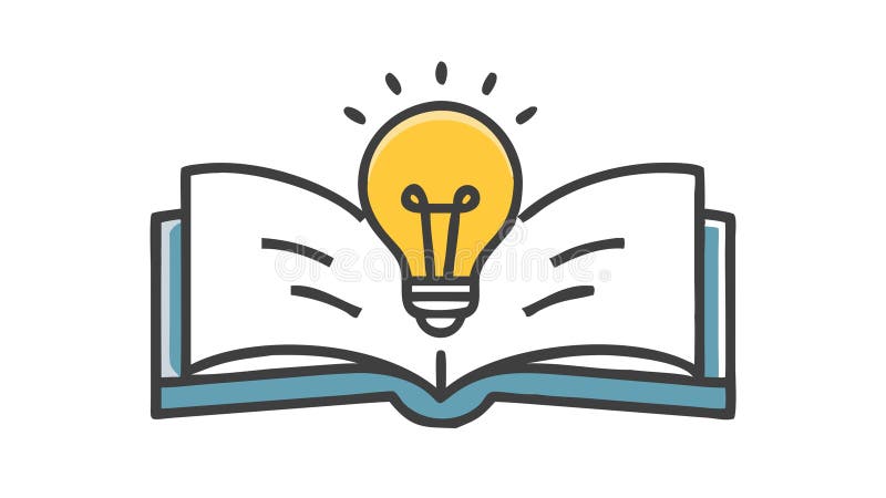 Book with Idea Lightbulb Vector Icon Education Creativity, vector design Generative AI stock illustration