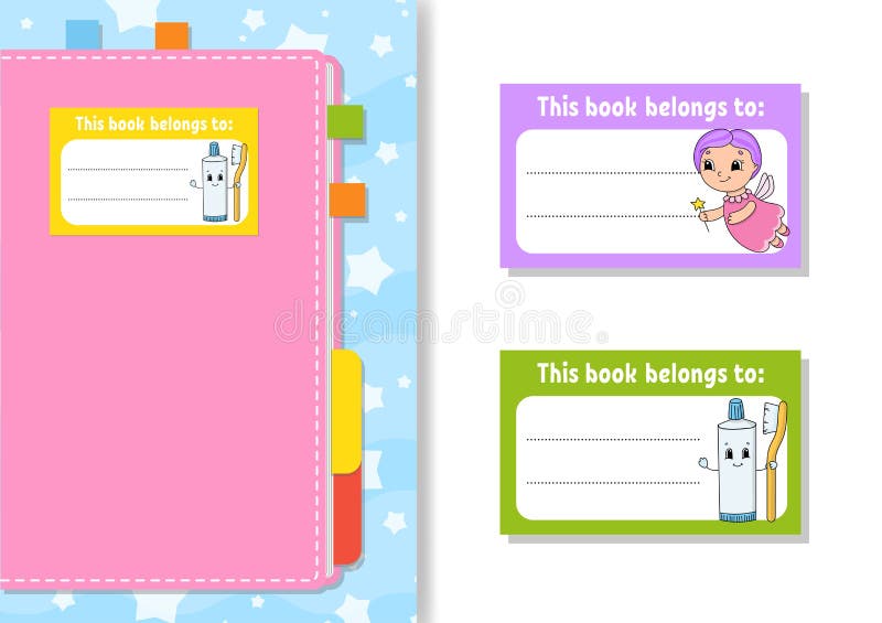 Book Label Stickers for Kids. the Rectangular Shape. Isolated Color