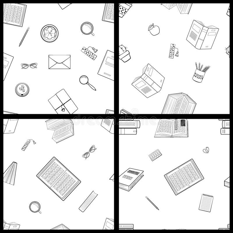 Book lSet of four seamless contour patterns royalty free illustration