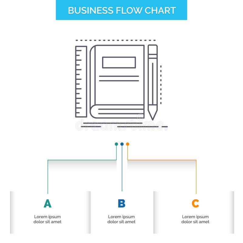 Book, notebook, notepad, pocket, sketching Business Flow Chart Design with 3 Steps. Line Icon For Presentation Background Template royalty free illustration Book, notebook, notepad, pocket, sketching Business Flow Chart Design with 3 Steps. Line Icon For Presentation Background Template royalty free illustration