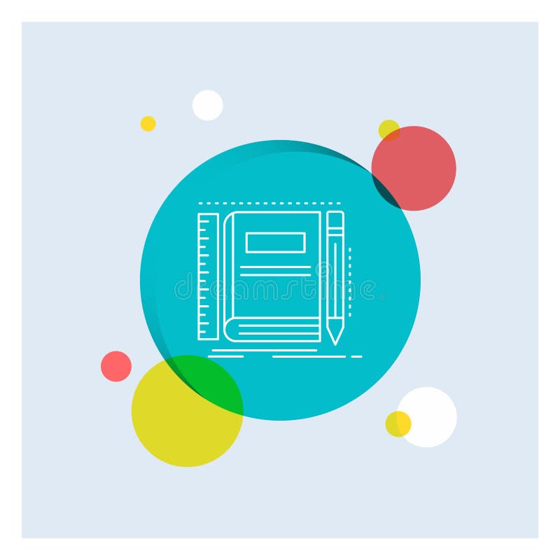 Book, notebook, notepad, pocket, sketching White Line Icon colorful Circle Background vector illustration Book, notebook, notepad, pocket, sketching White Line Icon colorful Circle Background vector illustration