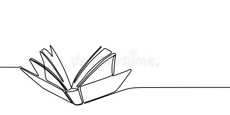 Book one line drawing banner. Continuous hand drawn minimalist minimalism design isolated on white background vector illustration