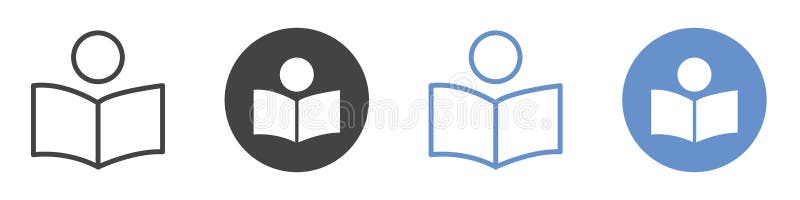 Book open reader icon flat line symbol set royalty free illustration