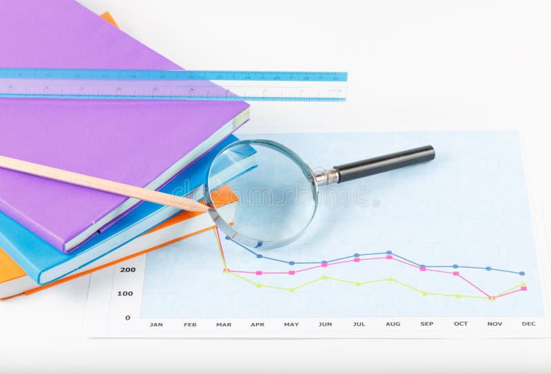 Book and papers charts of successful for business