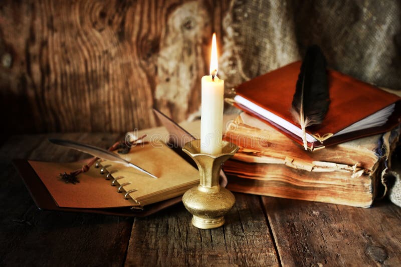 Book pen candle romance stock photo. Image of calligraphy 89473610