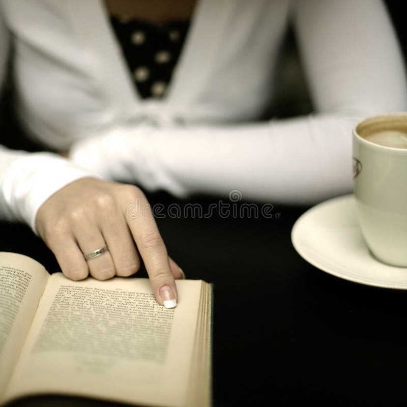 Book Reading in Coffee Shop Stock Photo Image of book, makeup 4777596